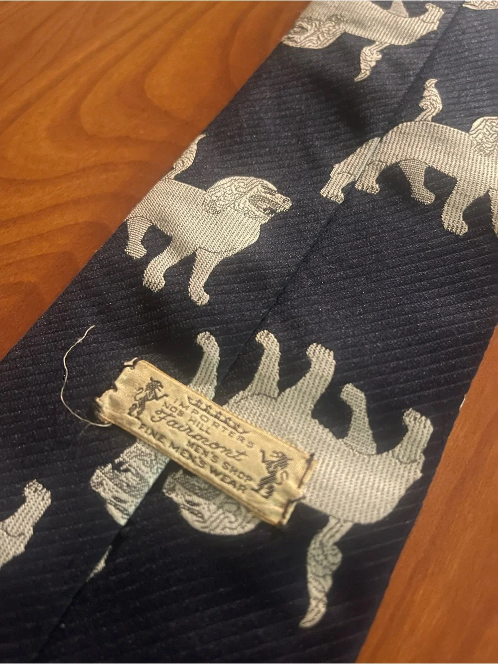 Worth Navy Blue Tie with White Pug Motif